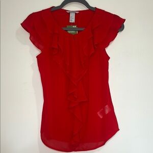 NWT H&M Red Ruffle Blouse